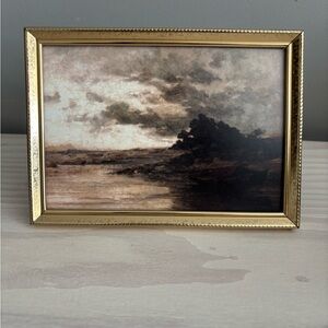 VTG Brass Frame with Moody Ocean Landscape Art Print 5x7